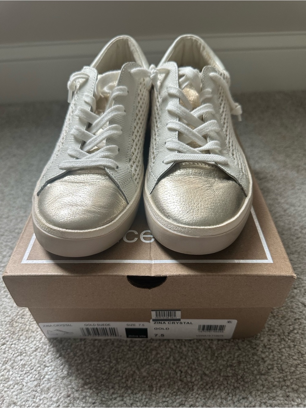 Dolce Vita Zina Gold/Bone Woven Sneaker 7.5
